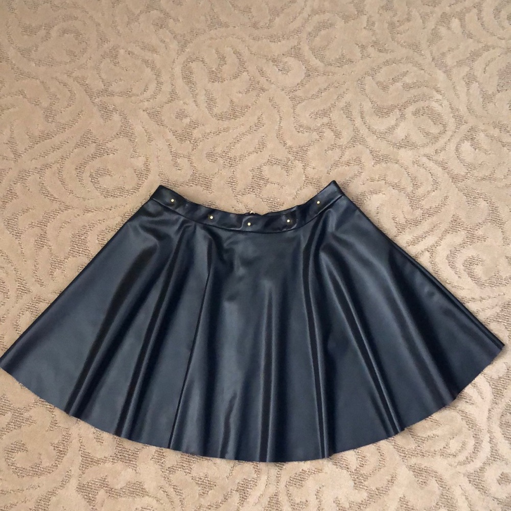 BCBG Generation flowy black pleather mini skirt. Size L